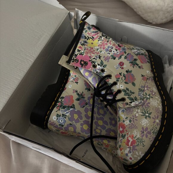 Dr. Martens 1460 Floral Mash Up Leather Lace Up Boots - Picture 3 of 5